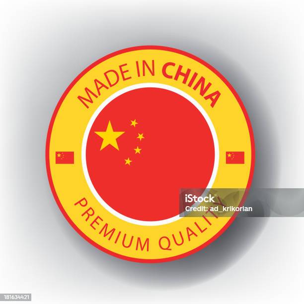 Vetores de Made In China Bandeira Chinesa Colônia e mais imagens de Bandeira - Bandeira, Bandeira Chinesa, Botão - Peça de Máquina