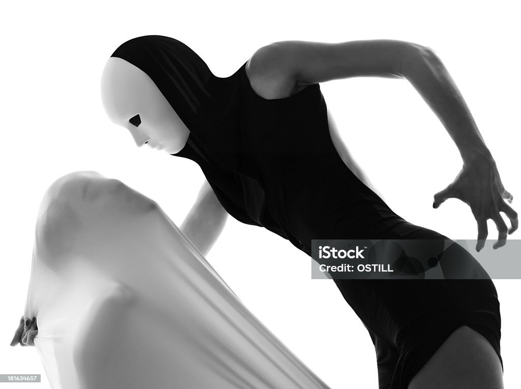 couple dancer performer love concept dancer performer mime with mask acting couple lovers conceptual in studio on white background Adult Stock Photo