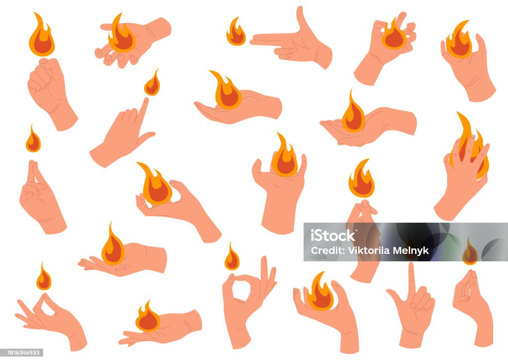 Fire Hand Topic Handswithfireset Stock Illustration - Download Image Now - Adult ...