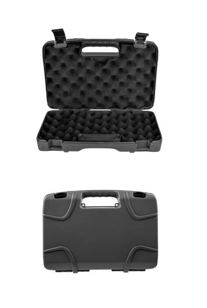 istock Gray plastic container with foam inside for safe storage and transportation of fragile and expensive items. Sturdy plastic case. Isolate on a white background. 1816356152