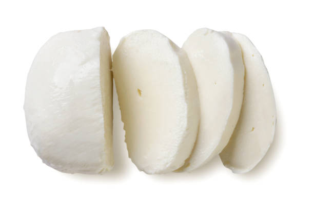 istock Mozzarella cheese closeup on a white. Top view 1816365727