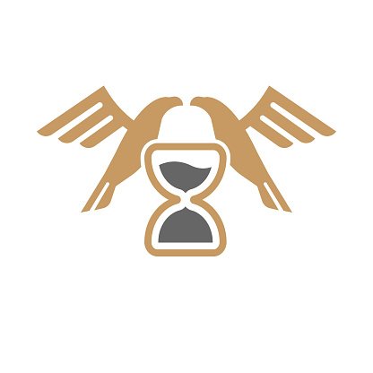 Hourglass Vector Design and Bird Icon