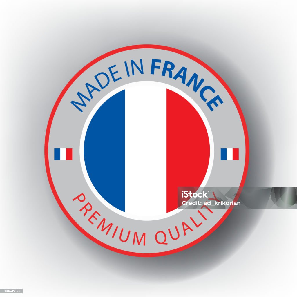 Feita em França, selo e bandeira francesa, (Vector) - Vetor de Azul royalty-free