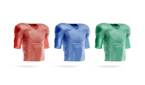 Blank colored american football jersey mockup, side view