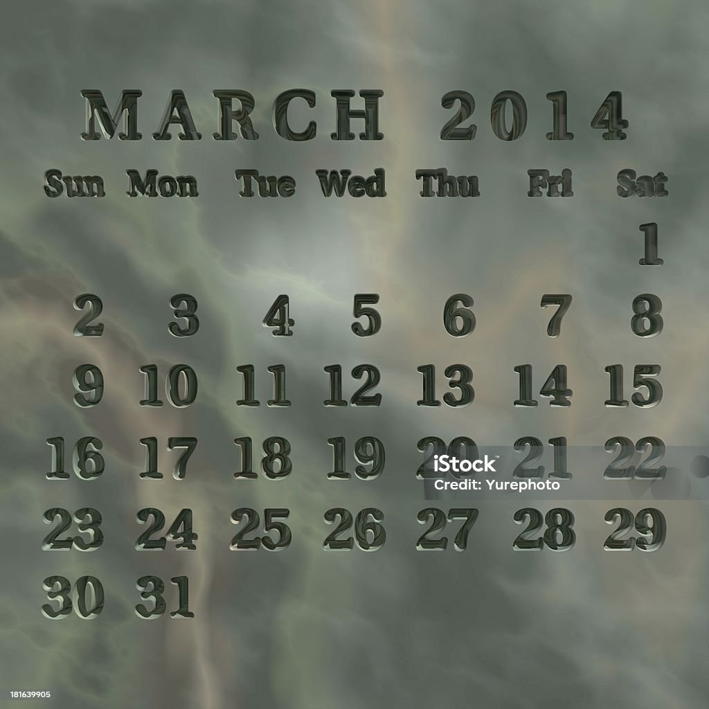 Stone calendrier 2014, mars - Photo de 2014 libre de droits