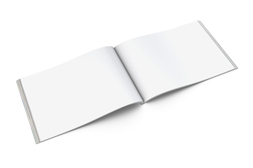 Horizontal Brochure; Magazine Mockup on White Background. 3D Rendering