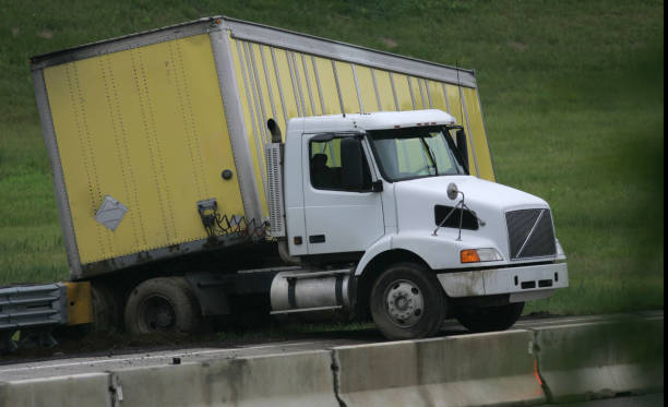 Jack-knifed semi-truck on the highway