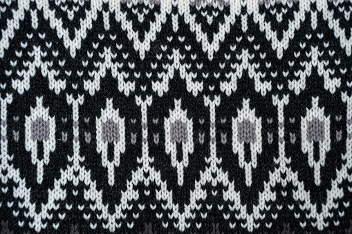 Geometric knitted pattern, close-up