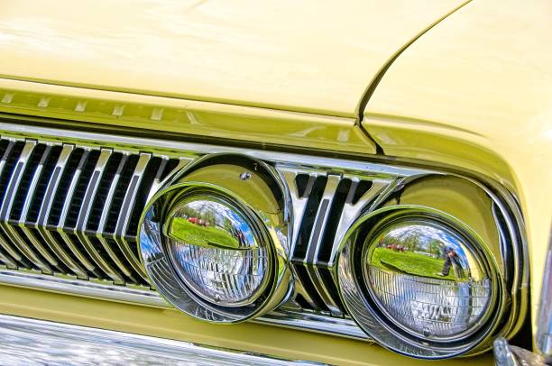 istock Vintage Car Engine Compartment Vents and Headlights 1816420132