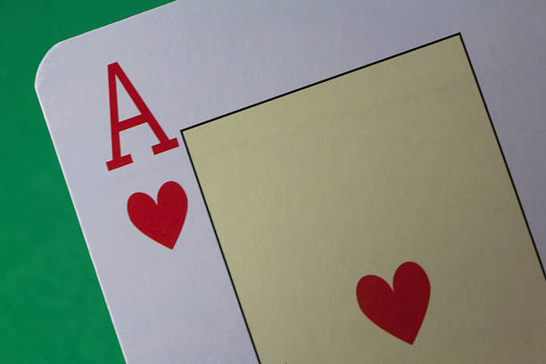 istock Ace of hearts on green felt 181642334