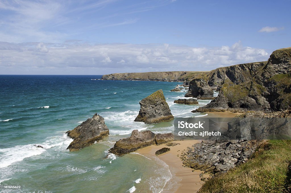 Playa en Bedruthan pasos, Cornwall, Reino Unido - Foto de stock de Agua libre de derechos