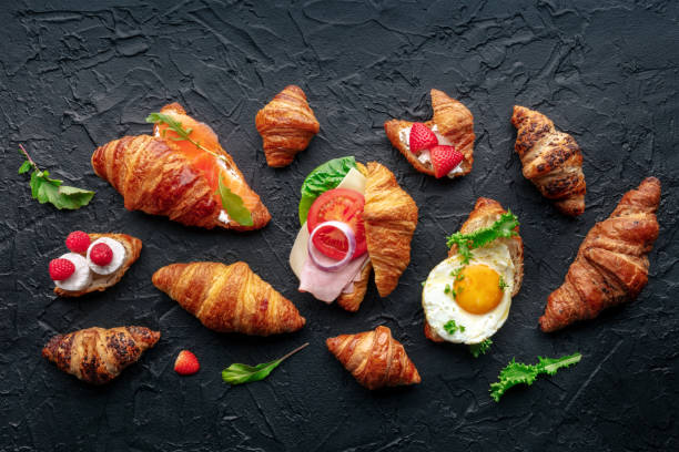 istock Croissant sandwich assortment. Various stuffed croissants 1816462795