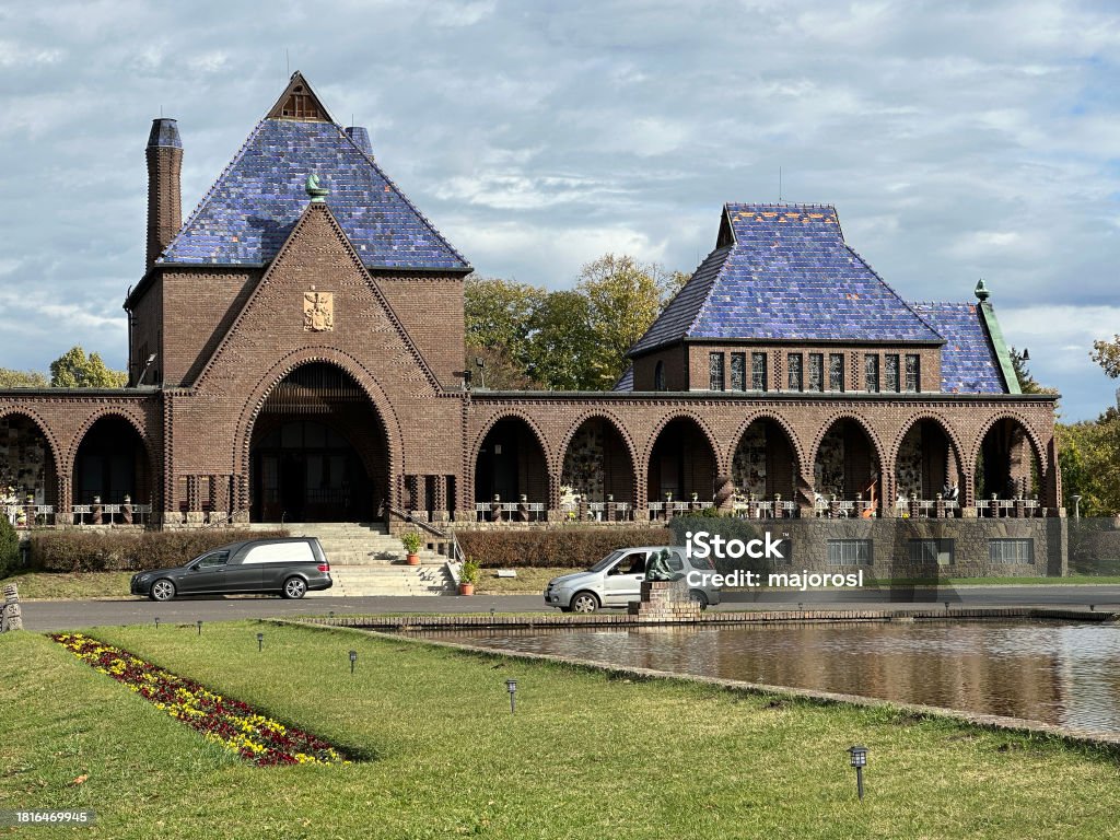 Building of the mortuary in Debrecen city, Hungary Arch - Architectural Feature Stock Photo