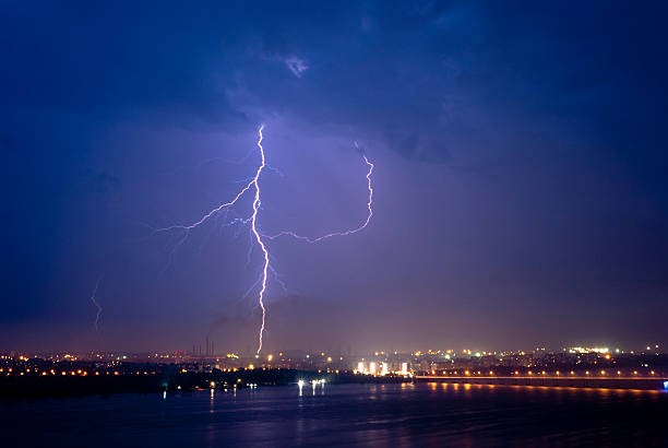 istock View of a lightning over city at night 181647249