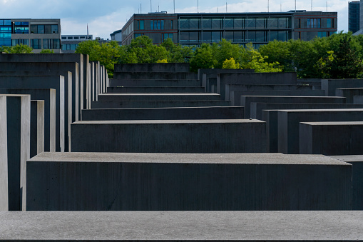 Berlin, Germany-august 9, 2022:view of the Memorial to the Murdered Jews of Europe on Berlin during a sunny day