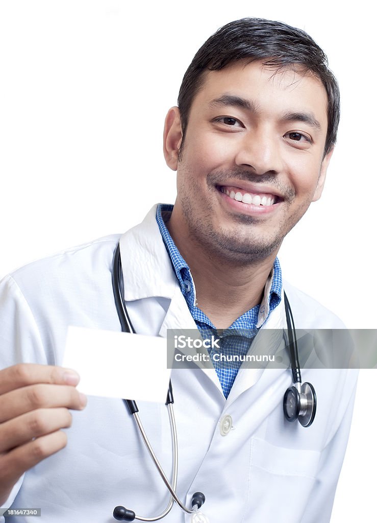 Medizin Arzt mit seinem Business-Karte - Lizenzfrei Grußkarte Stock-Foto