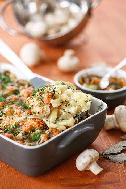 istock Baked potato with mushrooms and cheese 181647597