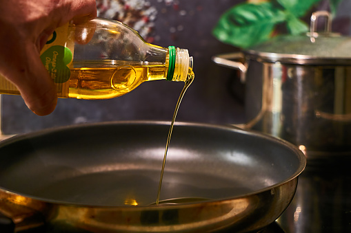 Olive oil with Omega 3 in the pan