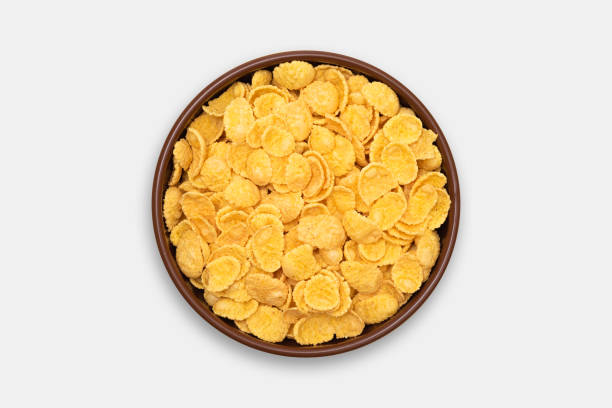 istock Bowl of cornflakes on a white background. Top view 1816487596
