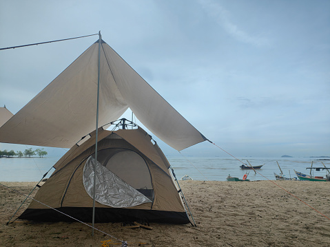 Picture of Tents on Sandy White Beach at Sawarna Beach, Banten