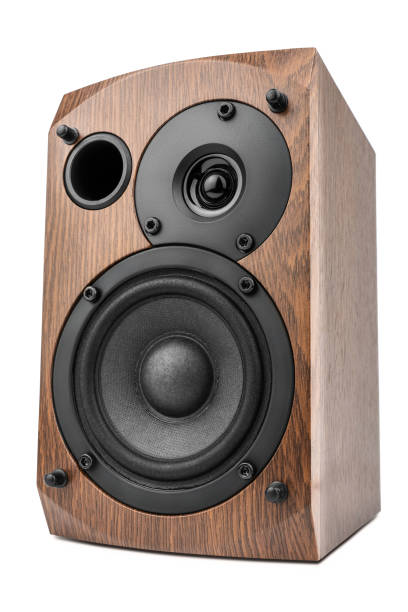 istock Music speakers on white background. Audio technica. Bookshelf speaker system for home entertainment. 1816518584