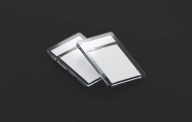 istock Blank transparent plastic trading card mockup, side view 1816535604