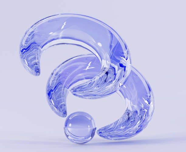 istock Abstract glass geometric figures, iridescent crystal arcs with sphere 3d render. Transparent wave curve fluid forms with ball or water bubble on blue background, digital art objects 1816536181