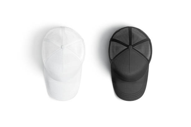istock Blank black and white trucker hat mockup, top view 1816539976