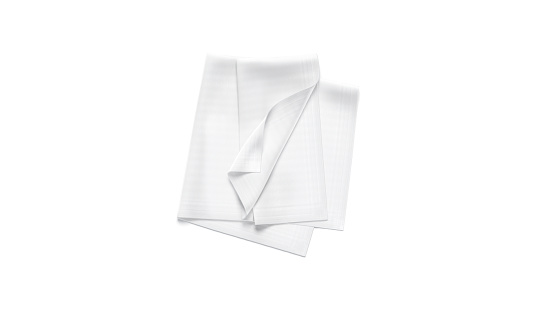 Blank white twill silk scarf mockup, side view, 3d rendering. Empty tweed or fabric crumpled neckerchief accessories mock up, isolated. Clear unfolded elegant shawl or silken kerchief template.