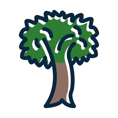 Tree Vector Thick Line Filled Dark Colors Icons For Personal And Commercial Use.