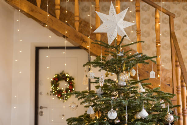 istock Christmas cottage interior with decorations 1816582866