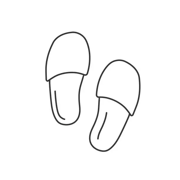 Vector illustration of Slippers line icon in modern flat style vector