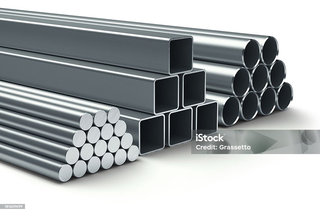 Group of rolled metal Stainless steel. Group of rolled metal. Steel Stock Photo