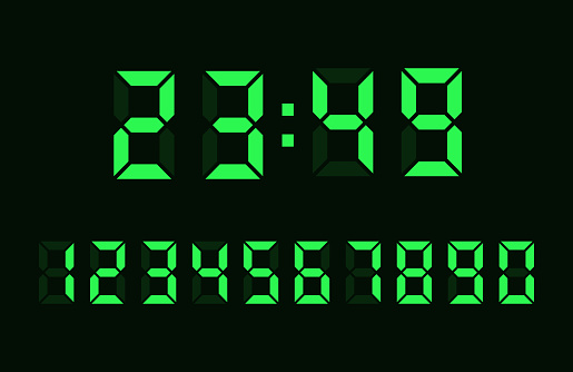 Virtual Clock With Numbers Electronic Numbers Set Vector Digital Clock Stock Illustration ...