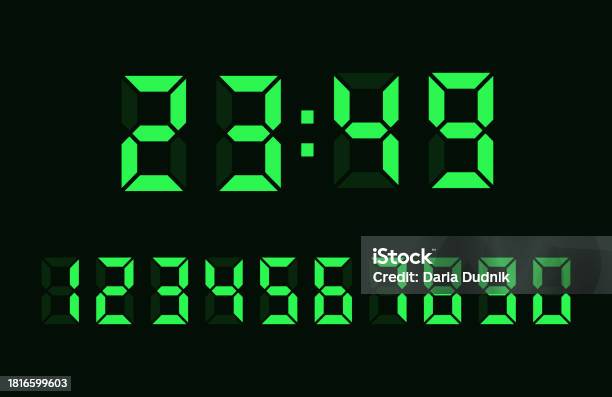 Random Number Clock Electronic Numbers Set Vector Digital Clock Stock Illustration ...