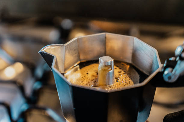 istock Close-up of preparing coffee on coffee maker at home 1816618253
