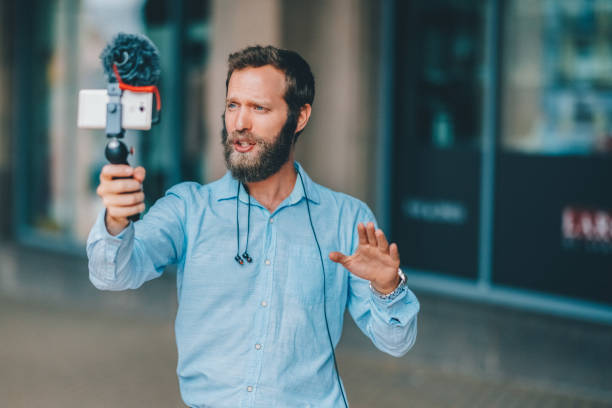 istock Businessman vlogging on business trip 1816628617