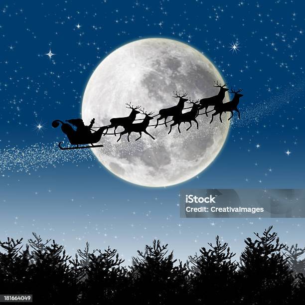 Santa Reindeer Sleigh Stock Photo - Download Image Now - Santa Claus, Animal Sleigh, Sled