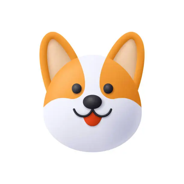 Vector illustration of Corgi dog. 3d vector icon. Cartoon minimal style.