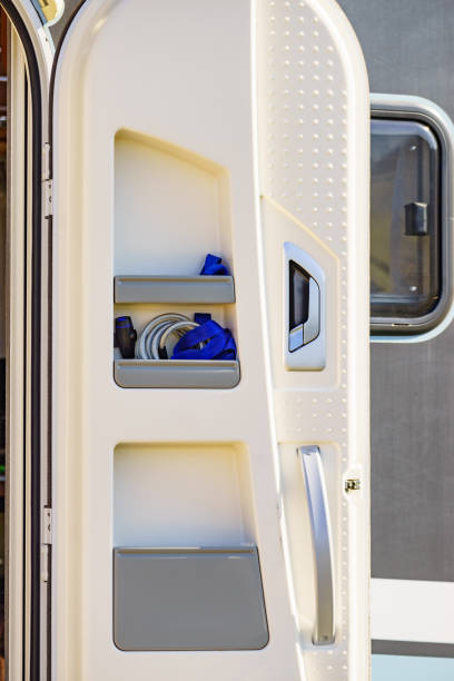 istock Open camper door detail. 1816643919