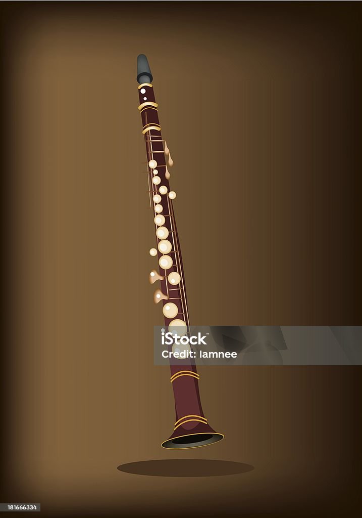 Musical clarinete em fundo marrom-escuro - Ilustração de Arte, Cultura e Espetáculo royalty-free