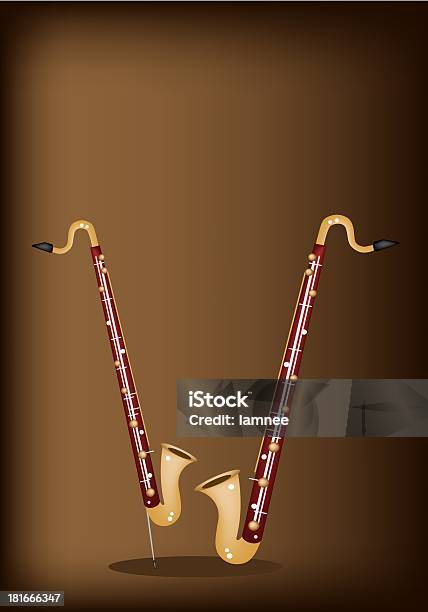 Музыкальный Бас Кларнет На Темнокоричневый Фон — стоковая векторная графика и другие изображения на тему Бас-кларнет - Бас-кларнет, Вертикальный, Гармония