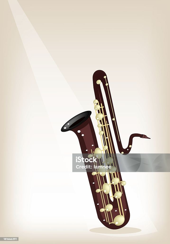 Sassofono basso musicale su sfondo marrone fase - Illustrazione stock royalty-free di Arte, Cultura e Spettacolo