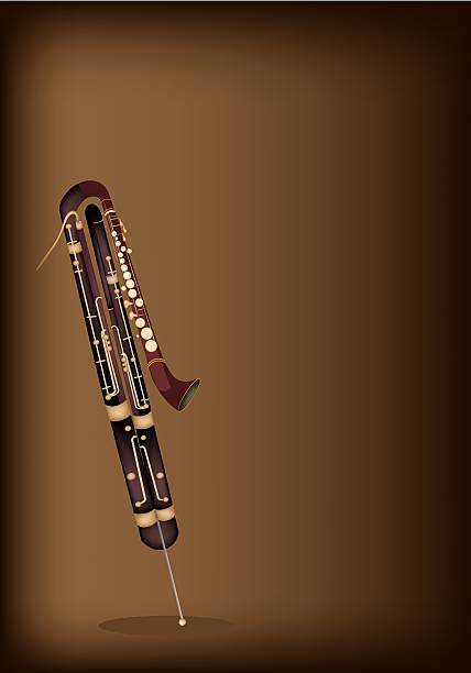 Classical Contrabassoon on Dark Brown Background Music Instrument, An Illustration Brown Color of Vintage Classical Contrabassoon on Beautiful Dark Brown Background with Copy Space for Text Decorated contra bassoon stock illustrations