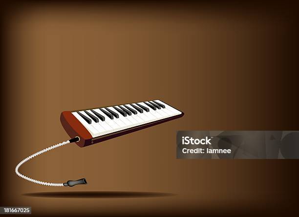 Ilustración de Musical Melodica Sobre Fondo Marrón Oscuro y más Vectores Libres de Derechos de Acorde - Acorde, Armónica, Cantar