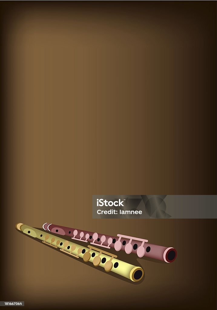 Musical flauta sobre fundo marrom-escuro - Ilustração de Acorde royalty-free