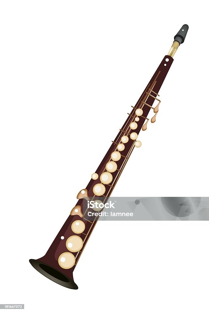 Muzyczny Saksofon sopranowy na białym tle - Zbiór ilustracji royalty-free (Saksofon sopranowy)