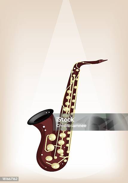 Muzyczny Saksofon Altowy Na Etapie Brązowe Tło - Stockowe grafiki wektorowe i więcej obrazów Akord - Akord, Automatyczny filtr postprodukcyjny, Blues