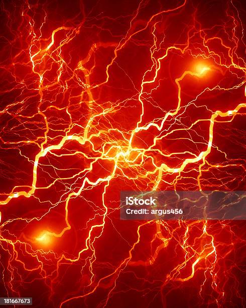 Electricity Stock Photo - Download Image Now - Lightning, Red, Backgrounds