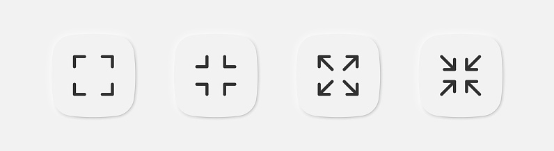 Screen size icon. Expand monitor symbol. Full screen icons. Full zoom. Vector isolated sign.